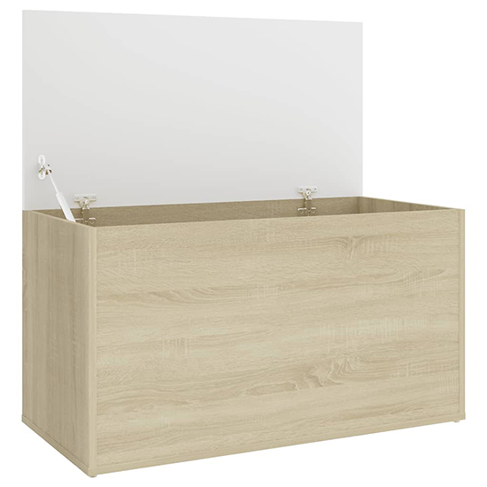 Devaun Wooden Storage Blanket Box In White Sonoma Oak Furniture in