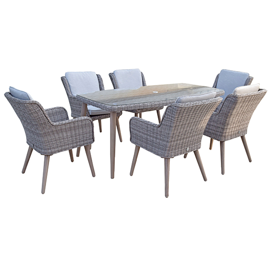 Deven Outdoor Rectangular Dining Table With 6 Chairs In Fine Grey_7