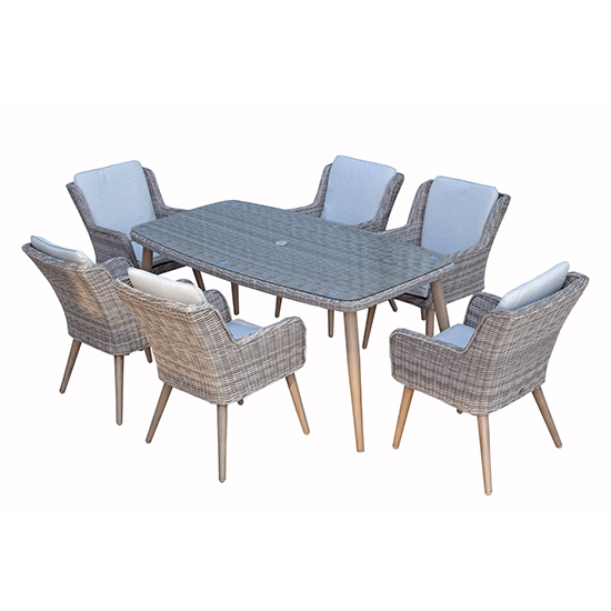 Deven Outdoor Rectangular Dining Table With 6 Chairs In Fine Grey_8