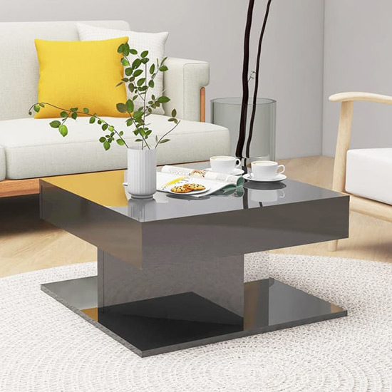 Deveraux Square High Gloss Coffee Table In Grey Furniture in Fashion