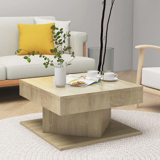 deveraux square wooden coffee table in sonoma oak