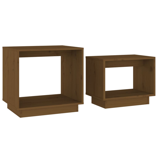Devery Pine Wood Nest Of 2 Coffee Tables In Honey Brown