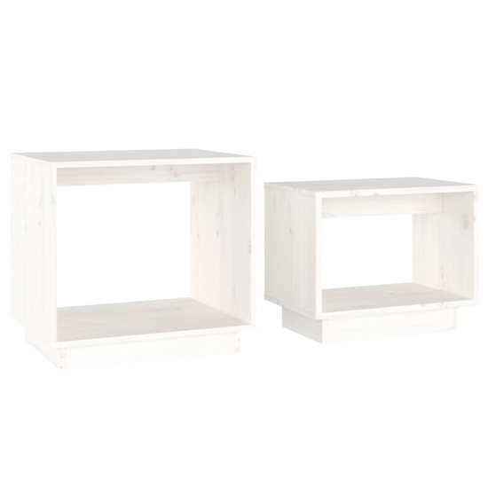 Devery Pine Wood Nest Of 2 Coffee Tables In White