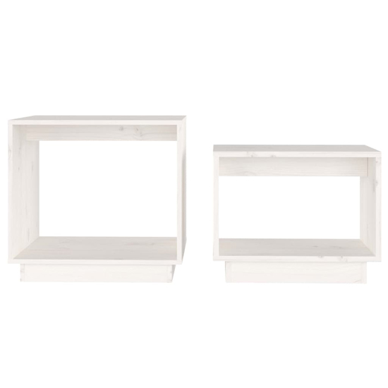 Devery Pine Wood Nest Of 2 Coffee Tables In White