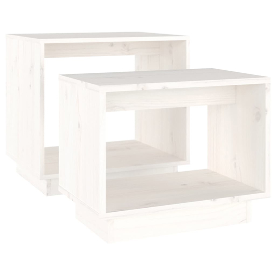 Devery Pine Wood Nest Of 2 Coffee Tables In White