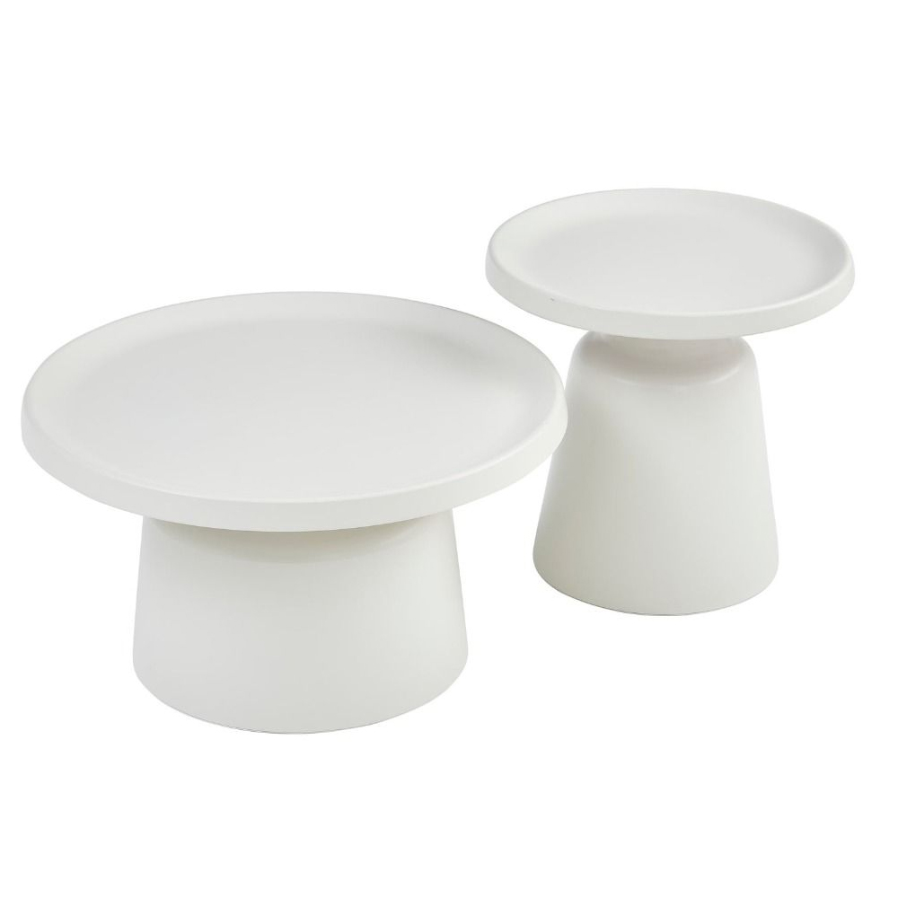 Devira Glossy Coffee Table Set in Off White