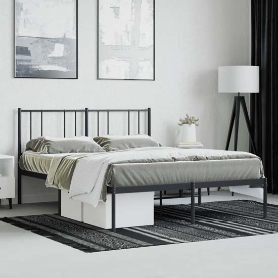 Read more about Devlin metal double bed with headboard in black
