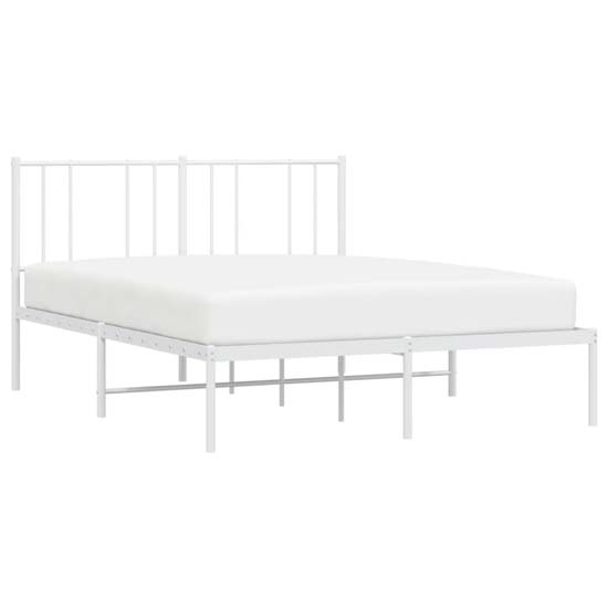 Devlin Metal Double Bed With Headboard In White