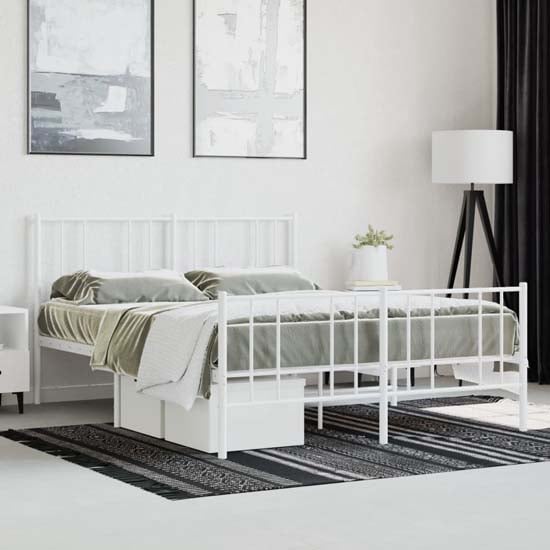 Product photograph of Devlin Metal Double Bed In White from Furniture in Fashion