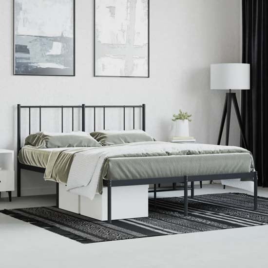 Read more about Devlin metal king size bed with headboard in black