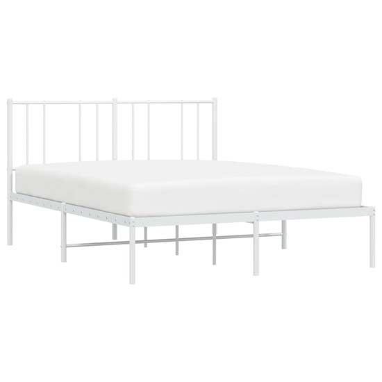 Devlin Metal King Size Bed With Headboard In White