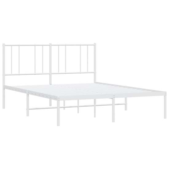 Devlin Metal King Size Bed With Headboard In White