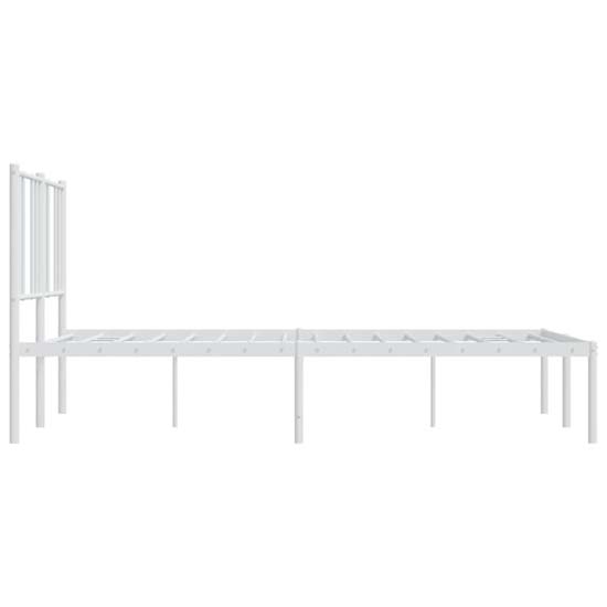 Devlin Metal King Size Bed With Headboard In White