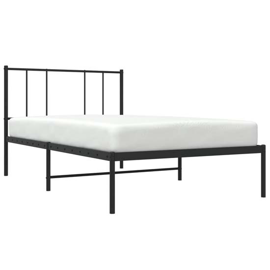 Devlin Metal Single Bed With Headboard In Black