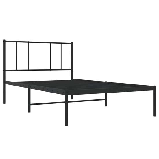 Devlin Metal Single Bed With Headboard In Black