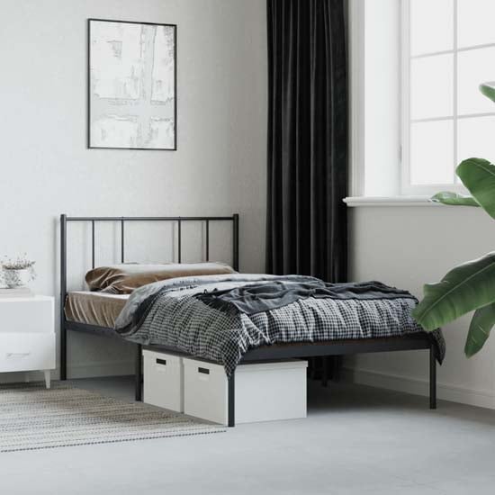 Product photograph of Devlin Metal Single Bed With Headboard In Black from Furniture in Fashion