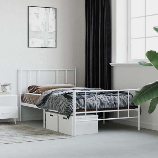 Product photograph of Devlin Metal Single Bed In White from Furniture in Fashion