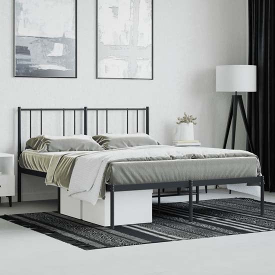 Read more about Devlin metal small double bed with headboard in black