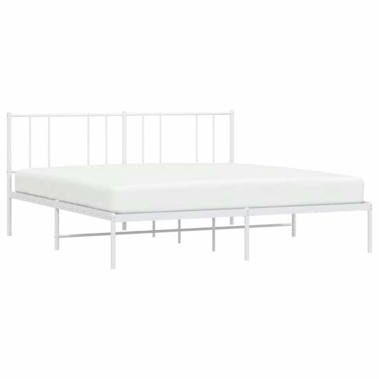 Devlin Metal Super King Size Bed With Headboard In White