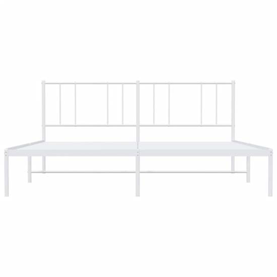 Devlin Metal Super King Size Bed With Headboard In White