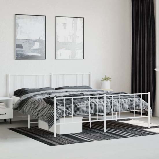 Devlin Metal Super King Size Bed In White