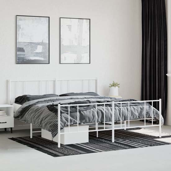 Read more about Devlin metal super king size bed in white