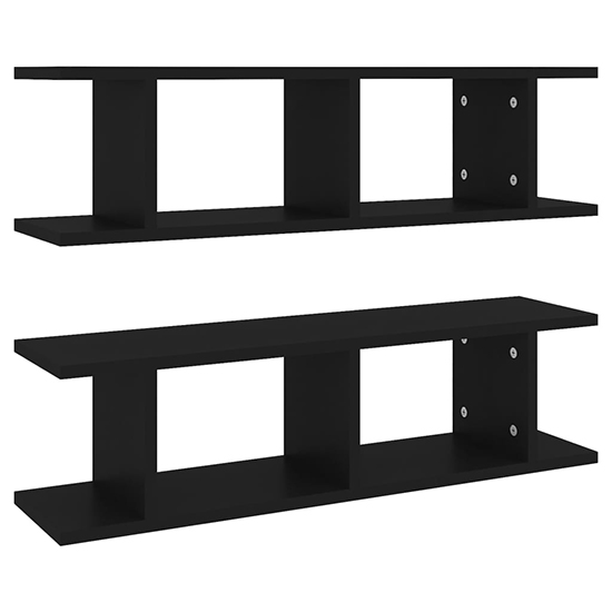 Devlin Set Of 2 Wooden Wall Shelf In Black
