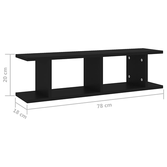Devlin Set Of 2 Wooden Wall Shelf In Black