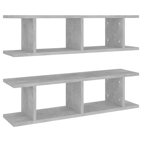 Devlin Set Of 2 Wooden Wall Shelf In Concrete Effect
