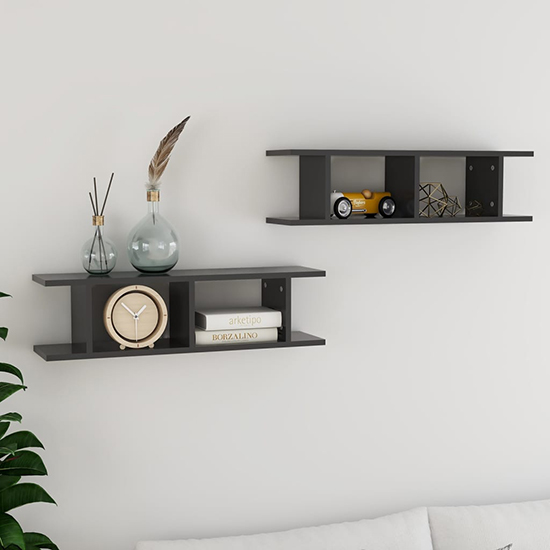 Devlin Set Of 2 Wooden Wall Shelf In Grey_1