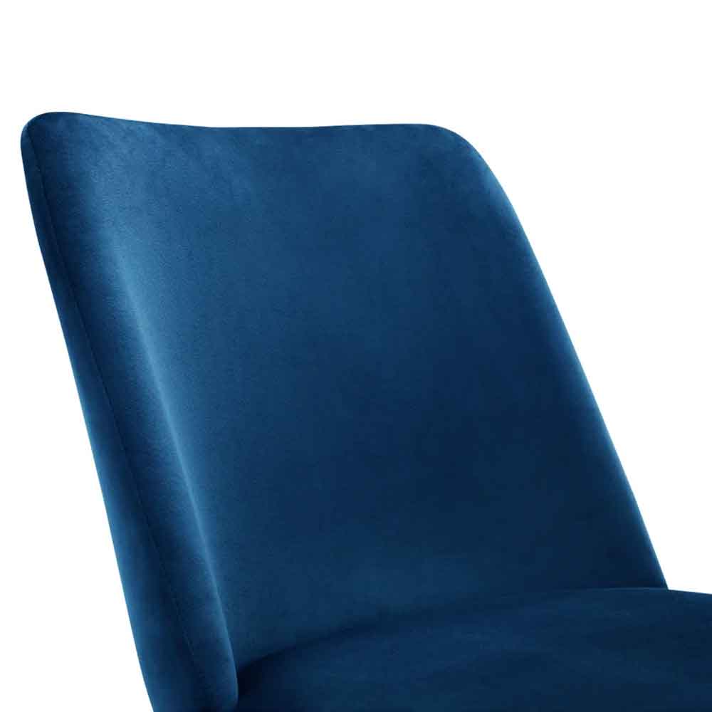 Devlune Blue Velvet Dining Chairs with Black Legs in Pair