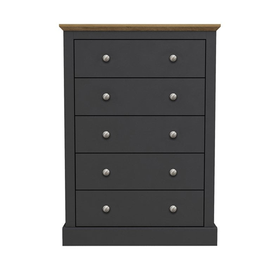 Didcot Wooden Chest Of Drawers In Charcoal With 5 Drawers