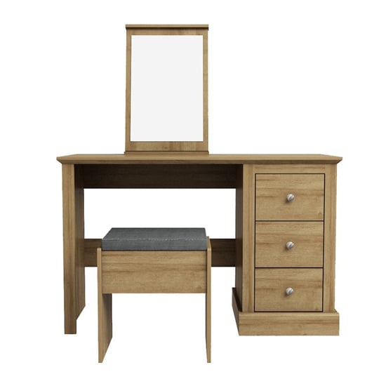 Didcot Wooden Dressing Table Set In Oak