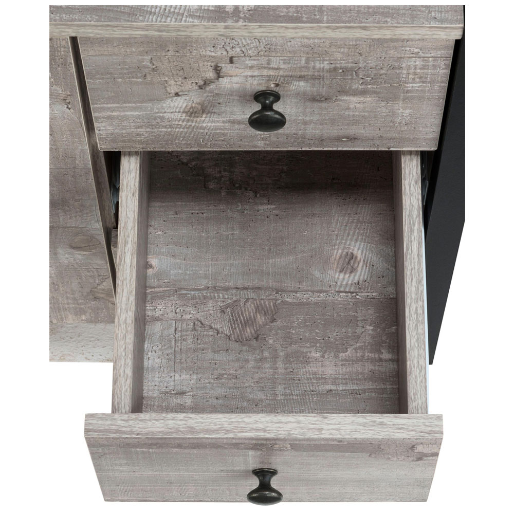 Devrano Wooden Bathroom Vanity Unit in Concrete and Black