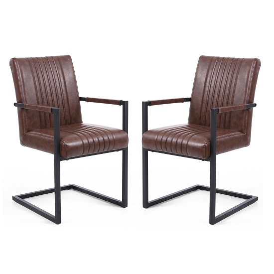 Read more about Dewall cantilever chair in brown with black frame in a pair