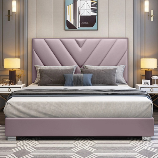 Photo of Dewitt plush velvet double bed in pink