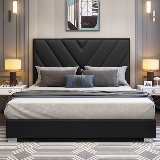 Photo of Dewitt plush velvet super king size bed in black