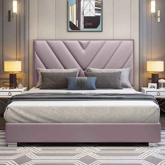 Product photograph of Dewitt Plush Velvet Super King Size Bed In Pink from Furniture in Fashion
