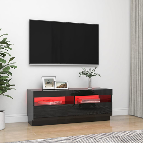 Dezso High Gloss TV Stand In Black With LED Lights_2