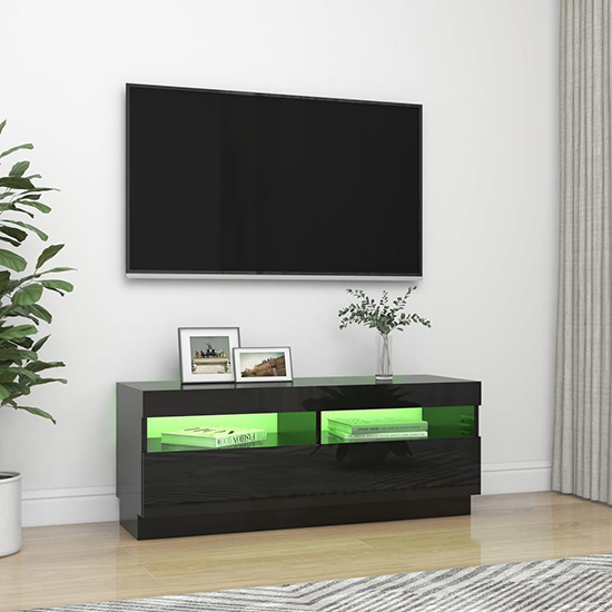 Dezso High Gloss TV Stand In Black With LED Lights_3