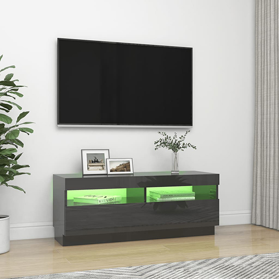 Dezso High Gloss TV Stand In Grey With LED Lights_3
