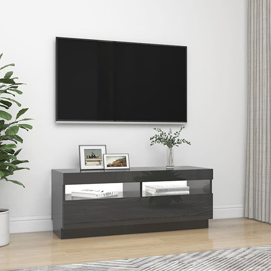 Dezso High Gloss TV Stand In Grey With LED Lights_4