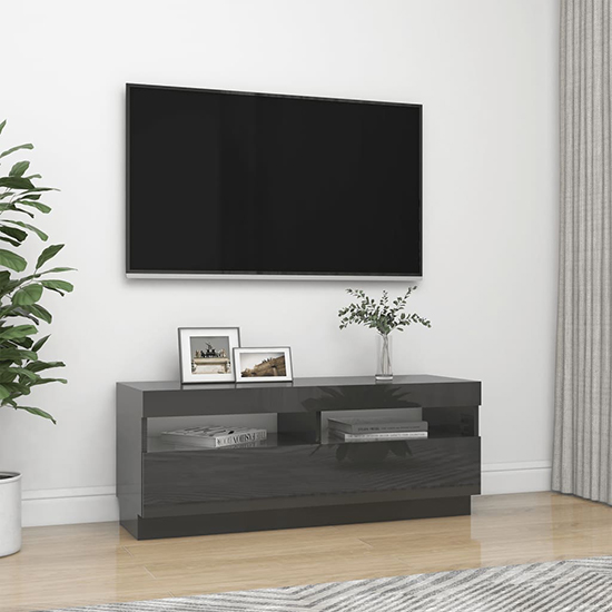 Dezso High Gloss TV Stand In Grey With LED Lights_5