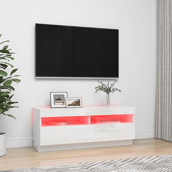 Dezso High Gloss TV Stand In White With LED Lights_2