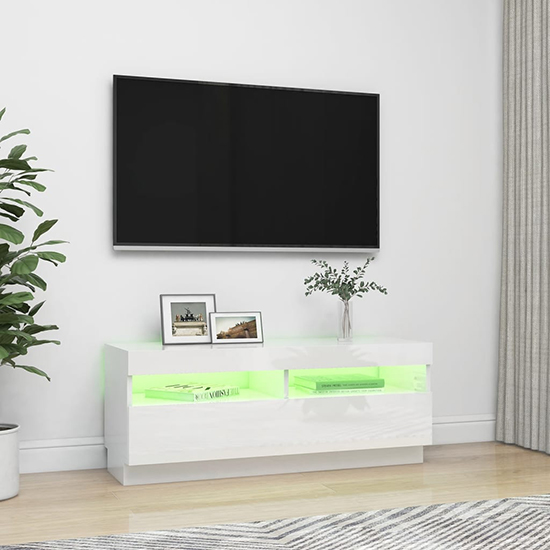 Dezso High Gloss TV Stand In White With LED Lights_3
