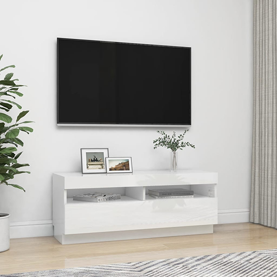 Dezso High Gloss TV Stand In White With LED Lights_4