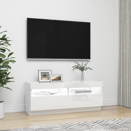 Dezso High Gloss TV Stand In White With LED Lights_5