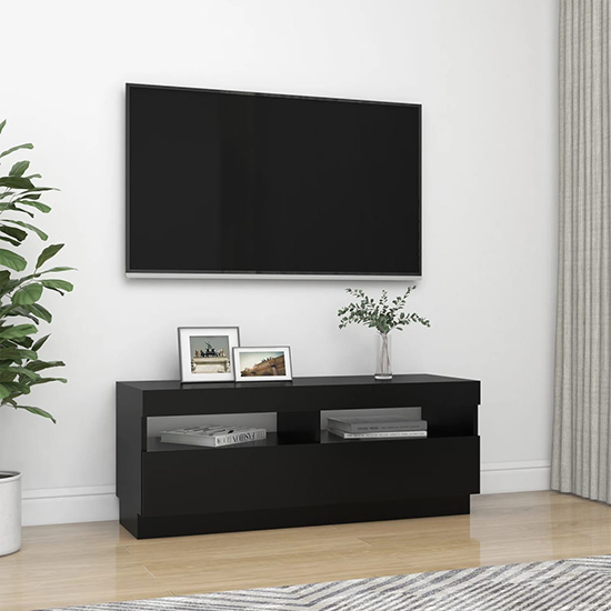 Dezso Wooden TV Stand In Black With LED Lights_5