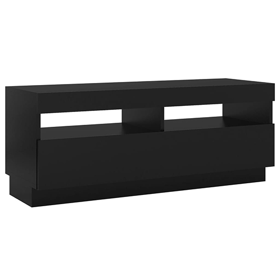 Dezso Wooden TV Stand In Black With LED Lights