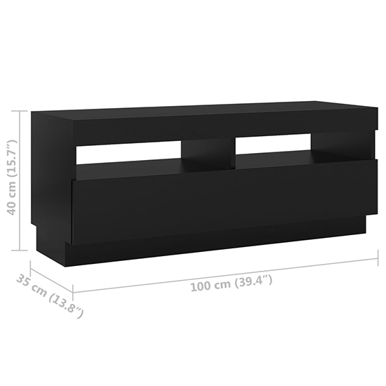 Dezso Wooden TV Stand In Black With LED Lights
